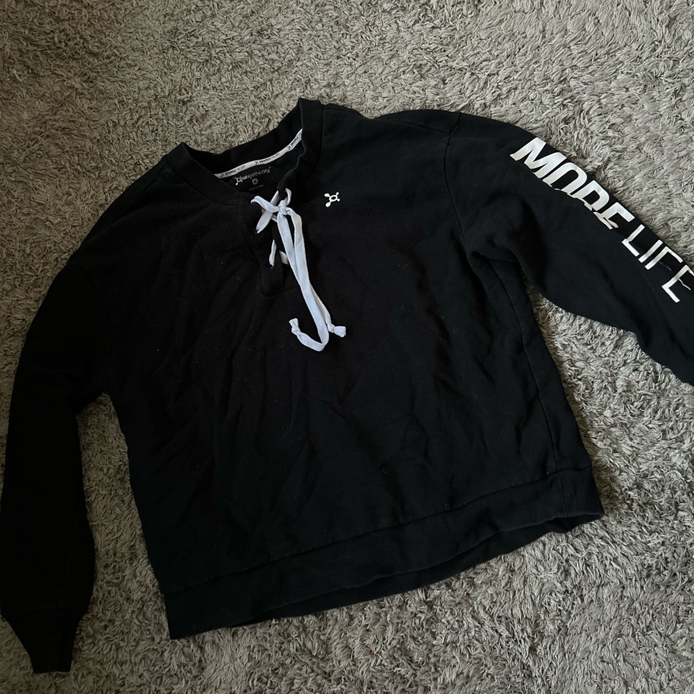 Women’s Black Orangetheory Fitness Lace Up Hockey Style Sweater Top